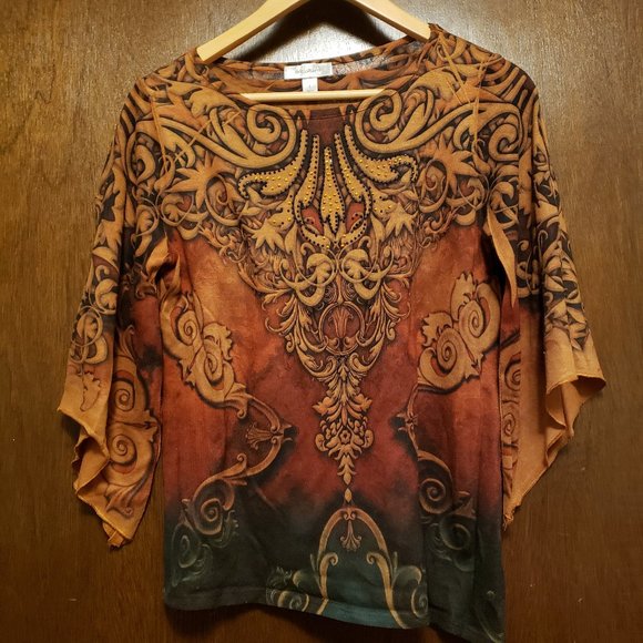 Dress Barn embellished top with handkerchief sleeves - Picture 1 of 5